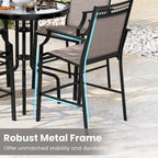 Costway Outdoor Counter Stools Set of 2 with Footrest & Armrests Metal - See Details