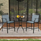 Costway Outdoor Counter Stools Set of 2 with Footrest & Armrests Metal - See Details