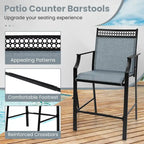 Costway Outdoor Counter Stools Set of 2 with Footrest & Armrests Metal - See Details