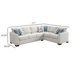 Ashlee Sleeper Sectional Sofa, Greige Chenille, 6 Pillows, 111 Inch