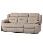 Niko Manual Recliner Sofa, Plush Beige Velvet, Solid Wood, 83 Inch