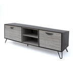 Alfie TV Media Entertainment Console Cabinet, 2 Shelves, Gray 71 Inch