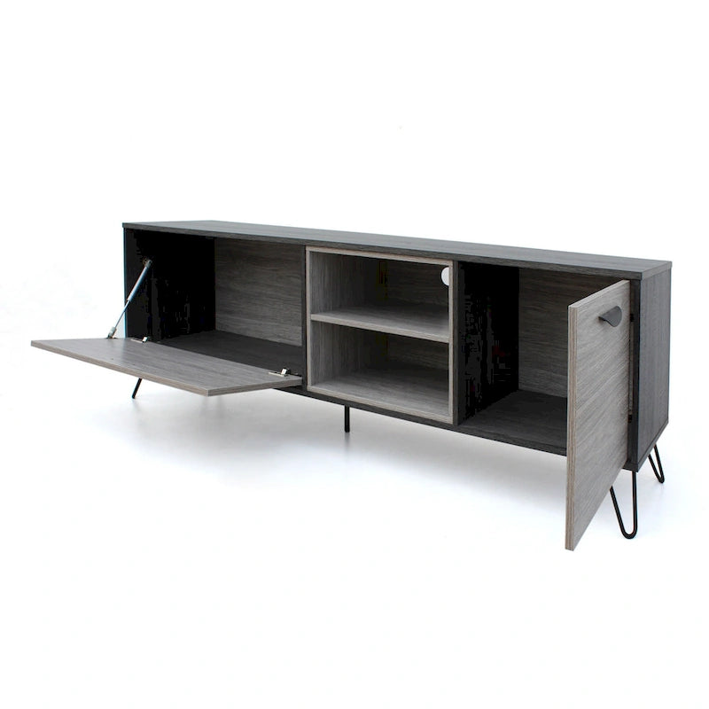 Alfie TV Media Entertainment Console Cabinet, 2 Shelves, Gray 71 Inch