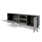 Alfie TV Media Entertainment Console Cabinet, 2 Shelves, Gray 71 Inch
