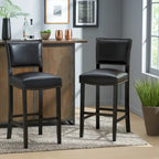 30.5 Modern Bar Stool with Leather Backrest Padded Seat, Nailhead Trim, Solid Wood Legs for Bar Dining Room Living Room Caf