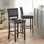 30.5 Modern Bar Stool with Leather Backrest Padded Seat, Nailhead Trim, Solid Wood Legs for Bar Dining Room Living Room Caf