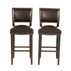 30.5 Modern Bar Stool with Leather Backrest Padded Seat, Nailhead Trim, Solid Wood Legs for Bar Dining Room Living Room Caf