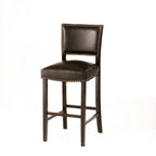 30.5 Modern Bar Stool with Leather Backrest Padded Seat, Nailhead Trim, Solid Wood Legs for Bar Dining Room Living Room Caf