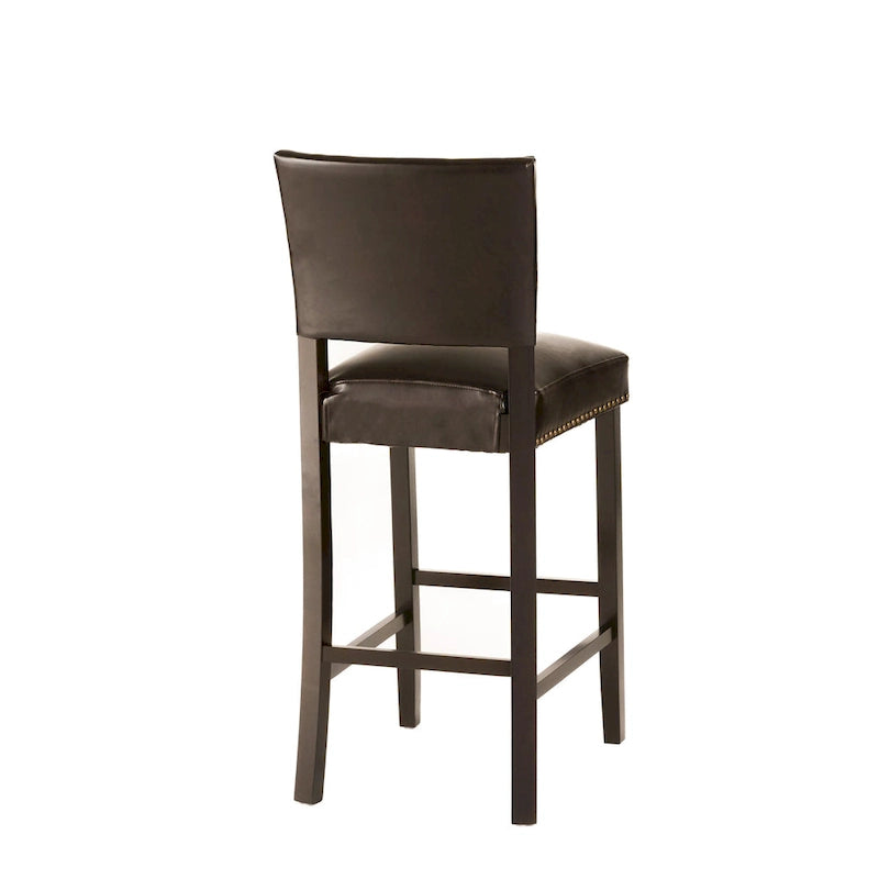 30.5 Modern Bar Stool with Leather Backrest Padded Seat, Nailhead Trim, Solid Wood Legs for Bar Dining Room Living Room Caf