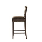 30.5 Modern Bar Stool with Leather Backrest Padded Seat, Nailhead Trim, Solid Wood Legs for Bar Dining Room Living Room Caf