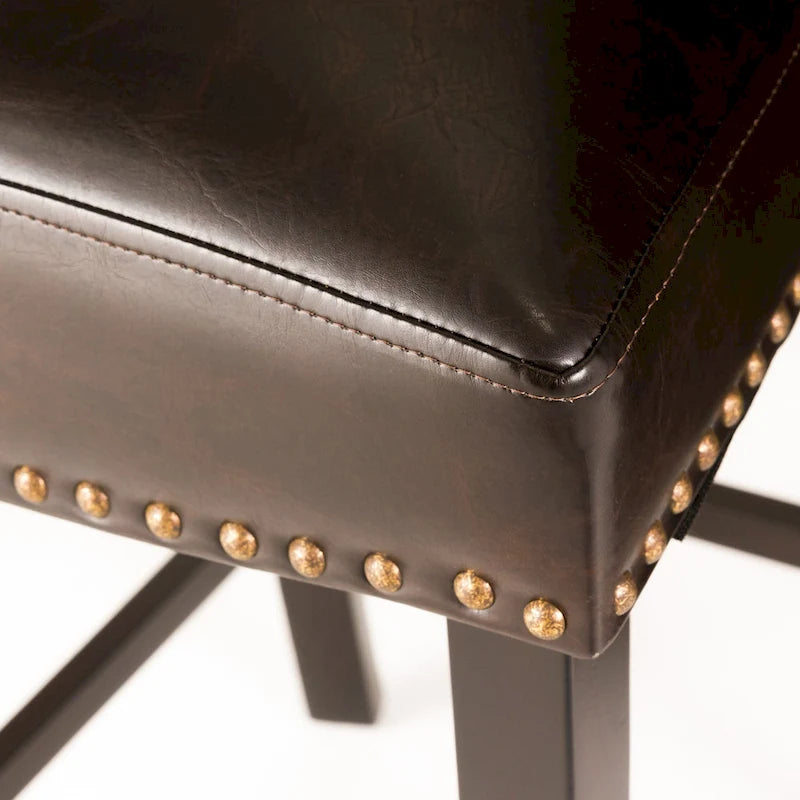30.5 Modern Bar Stool with Leather Backrest Padded Seat, Nailhead Trim, Solid Wood Legs for Bar Dining Room Living Room Caf