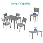 5 Pcs Kitchen Dining Table and Chair Set, Rectangular Wooden Dining Table with 4 Upholstered High Back Chairs and 1 Bench