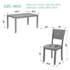 5 Pcs Kitchen Dining Table and Chair Set, Rectangular Wooden Dining Table with 4 Upholstered High Back Chairs and 1 Bench