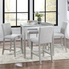 5 Pcs Counter Height Dining Table Set, Wooden Diningroom Furniture Set with Square Table and 4 Upholstered Chairs