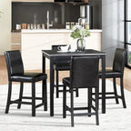 5 Pcs Counter Height Dining Table Set, Wooden Diningroom Furniture Set with Square Table and 4 Upholstered Chairs