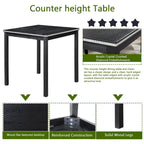 5 Pcs Counter Height Dining Table Set, Wooden Diningroom Furniture Set with Square Table and 4 Upholstered Chairs