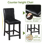 5 Pcs Counter Height Dining Table Set, Wooden Diningroom Furniture Set with Square Table and 4 Upholstered Chairs