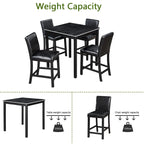 5 Pcs Counter Height Dining Table Set, Wooden Diningroom Furniture Set with Square Table and 4 Upholstered Chairs