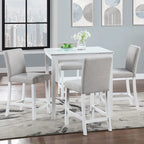 5 Pcs Counter Height Dining Table Set, Wooden Diningroom Furniture Set with Square Table and 4 Upholstered Chairs