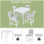 5 Pcs Counter Height Dining Table Set, Wooden Diningroom Furniture Set with Square Table and 4 Upholstered Chairs