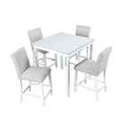 5 Pcs Counter Height Dining Table Set, Wooden Diningroom Furniture Set with Square Table and 4 Upholstered Chairs