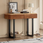 Modern Solid Wood Entryway Console Table with Fluted Design & Storage