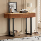 Modern Solid Wood Entryway Console Table with Fluted Design & Storage