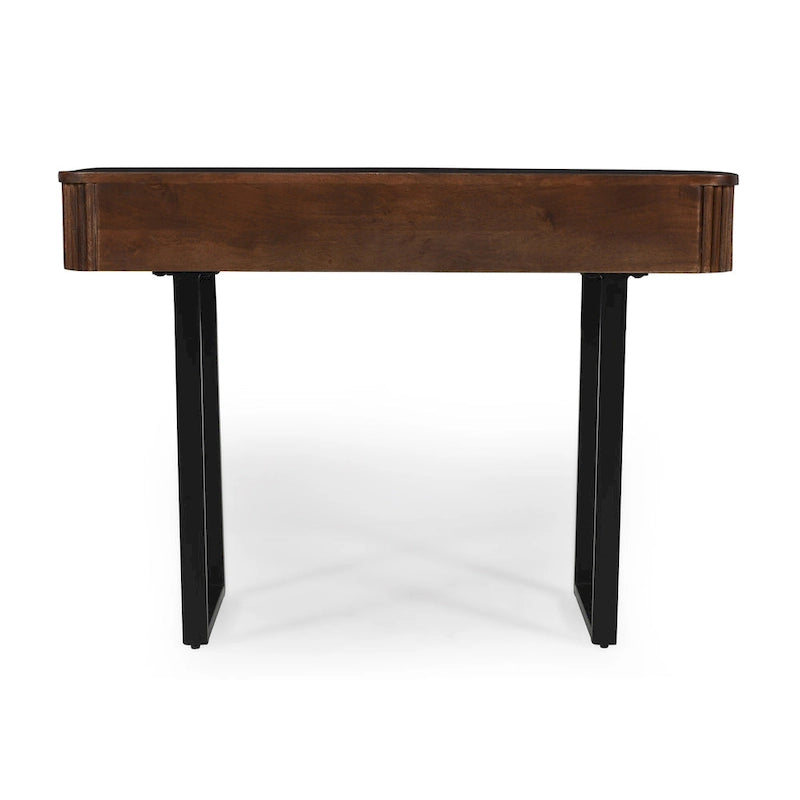 Modern Solid Wood Entryway Console Table with Fluted Design & Storage