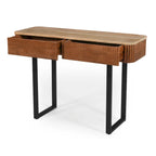 Modern Solid Wood Entryway Console Table with Fluted Design & Storage
