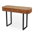 Modern Solid Wood Entryway Console Table with Fluted Design & Storage