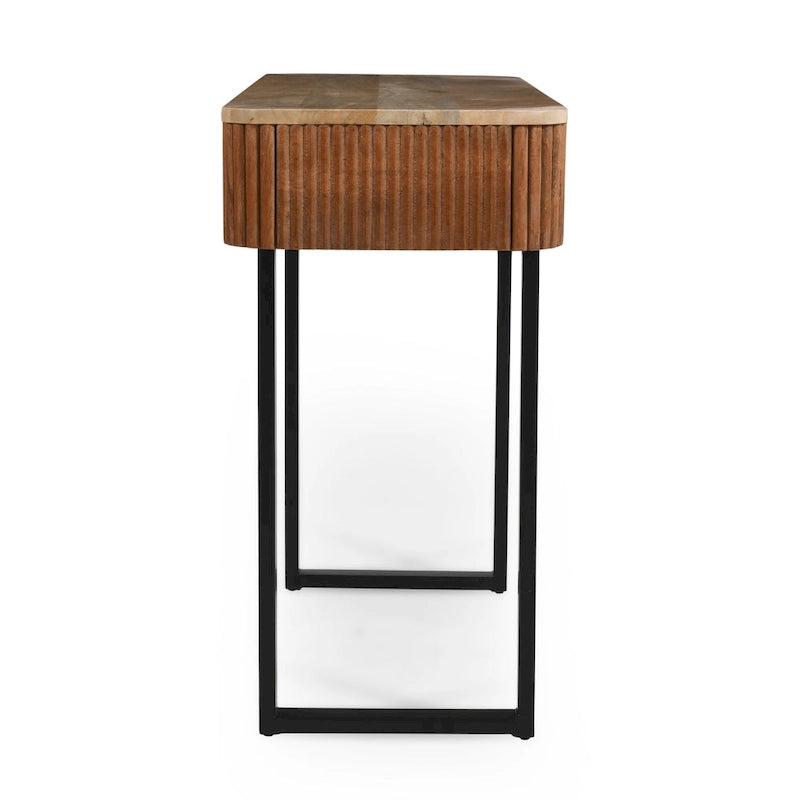 Modern Solid Wood Entryway Console Table with Fluted Design & Storage