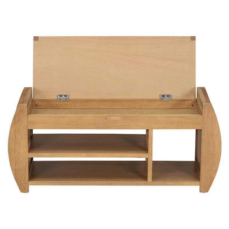 Shoe Storage Bench with Cushion and Curved Side