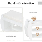 Shoe Storage Bench with Cushion and Curved Side