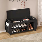 Shoe Storage Bench with Cushion and Curved Side