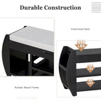 Shoe Storage Bench with Cushion and Curved Side
