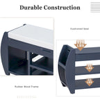 Shoe Storage Bench with Cushion and Curved Side