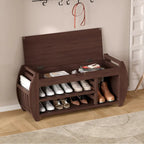 Shoe Storage Bench with Cushion and Curved Side