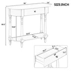 Retro Narrow Console Table with Curved Corner, Top Drawer & Open Shelf