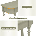 Retro Narrow Console Table with Curved Corner, Top Drawer & Open Shelf