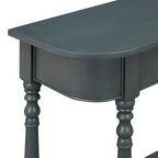 Retro Narrow Console Table with Curved Corner, Top Drawer & Open Shelf