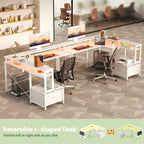 L Shaped Desk with File Drawer and Printer Stand, Reversible Corner Computer Desk with Power Outlet and LED Strip