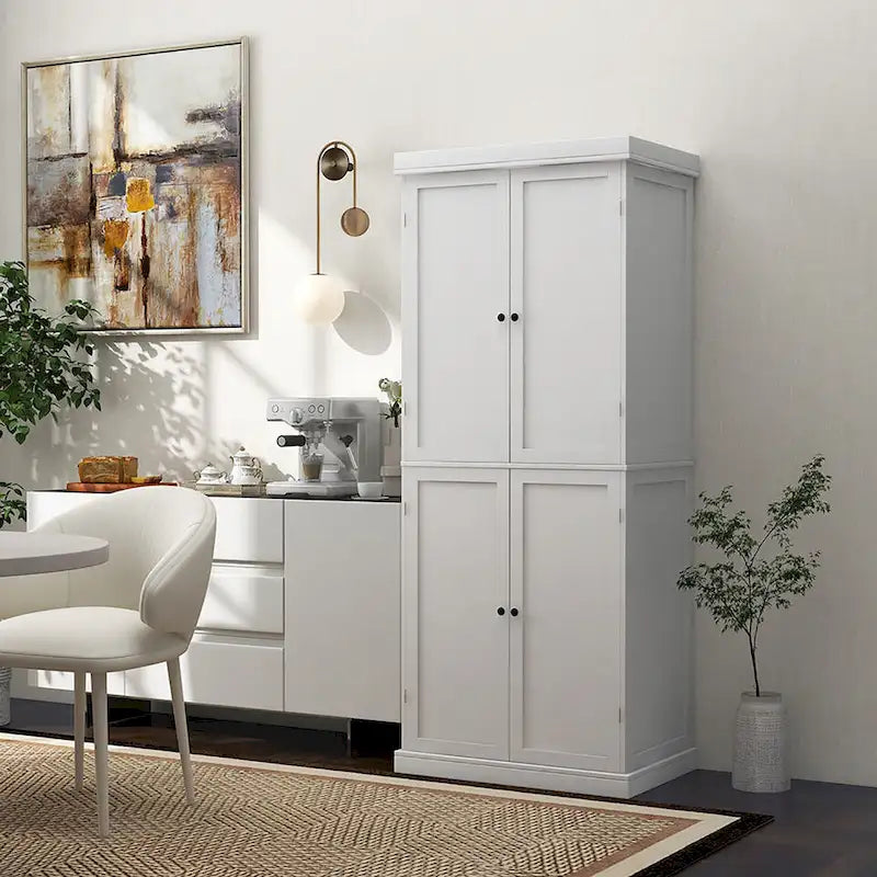 Gymax 72.5 Kitchen Pantry w/4 Door 6-Tier Shelves Freestanding