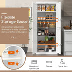 Gymax 72.5 Kitchen Pantry w/4 Door 6-Tier Shelves Freestanding