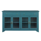 Modern Coastal Teal TV Cabinets with 2 Storage Cabinets, 2 Drawers and Gold Handles for Living Room and Bedroom