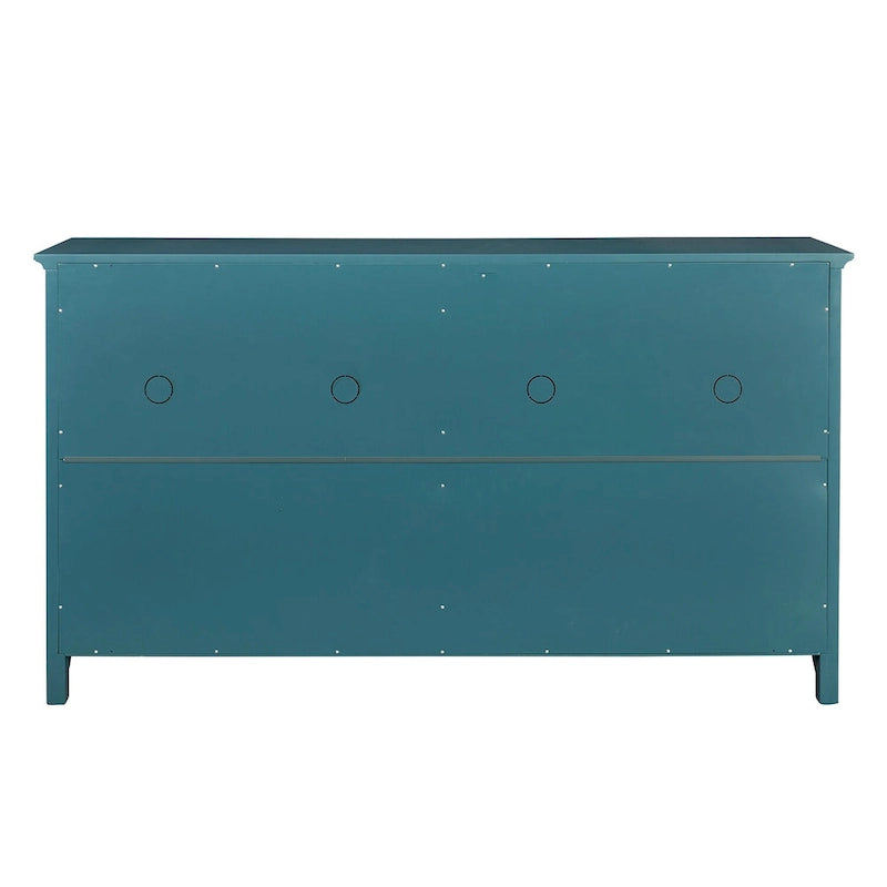 Modern Coastal Teal TV Cabinets with 2 Storage Cabinets, 2 Drawers and Gold Handles for Living Room and Bedroom