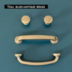 Modern Coastal Teal TV Cabinets with 2 Storage Cabinets, 2 Drawers and Gold Handles for Living Room and Bedroom