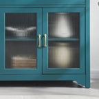 Modern Coastal Teal TV Cabinets with 2 Storage Cabinets, 2 Drawers and Gold Handles for Living Room and Bedroom
