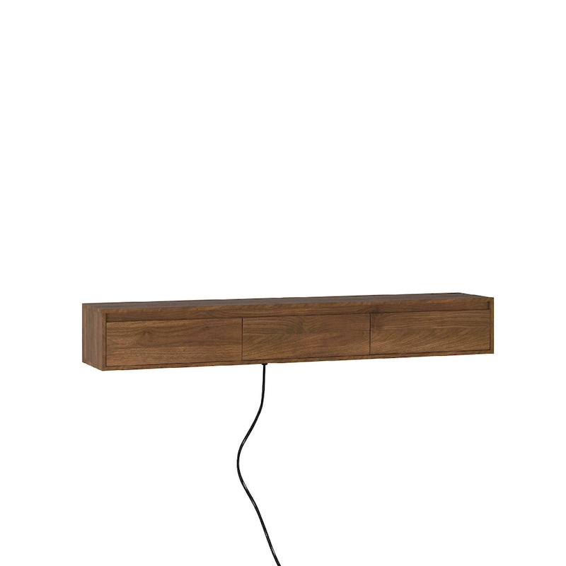 Modern Wood Floating TV Stand with 3 Storage Cabinets and LED Lights for Living Room Bedroom and Home Theater