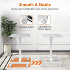 42.5 H Tall Small Standing Desk Mobile Portable Rolling Laptop PC Table Adjustable Height w/ Wheels