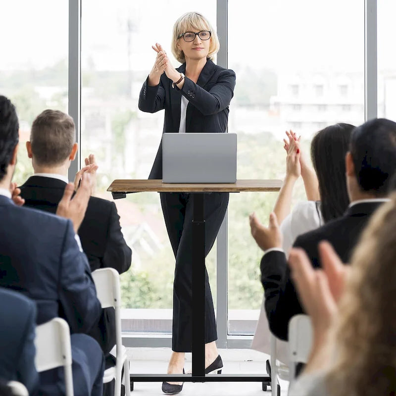 42.5 H Tall Small Standing Desk Mobile Portable Rolling Laptop PC Table Adjustable Height w/ Wheels